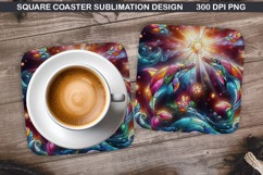 Dolphin Coaster Sublimation, Valentine Coaster PNG Design Product Image 1