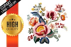 Embroidery Jacobean flowers Sublimation Clipart Bundle Product Image 8