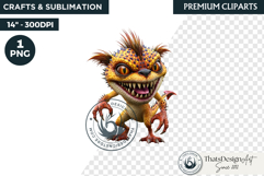 Halloween Little Monster Clipart Png, Spooky Cute Fantasy Product Image 1