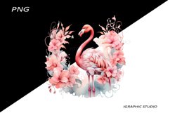 Pink Flamingo Clipart, Tropical Clipart, Bird Clipart Product Image 1