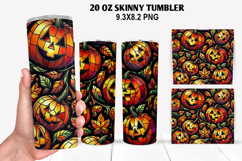 Pumpkin Skinny Tumbler 20oz Wrap Design, Halloween Tumbler Product Image 1