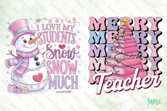 Pink Christmas School Teacher PNG Product Image 1