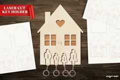 Wooden House Key Holder Laser Cut | Family Keychain Svg Product Image 2