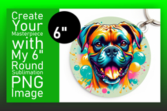 Whimsical Round Design Keychain PNG , Dog Product Image 1