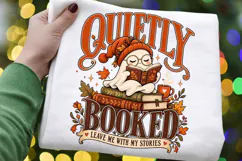 Cozy Ghost Reading Books PNG, Autumn Bookworm Sublimation Product Image 3