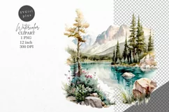 Nature clipart, Lake clipart, Watercolor Product Image 1