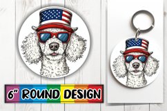 Dog with American Flag Round Sublimation - Keychain Design Product Image 1