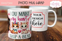 Cute Valentines Photo Mug Wrap template PNG for Sublimation Product Image 3