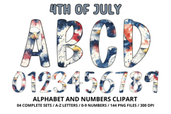 4th of July Alphabet png clipart, independence letters doodle Product Image 1