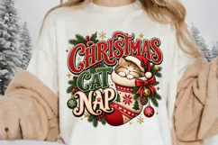 Christmas Cat Nap PNG - Cute Kitten in Stocking Holiday Product Image 2