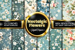 Nostalgic Seamless Flower Digital Papers, Flowers Pattern Product Image 1