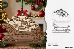 Santa Sleigh Ornament Laser Cut | Glowforge | SVG Product Image 2