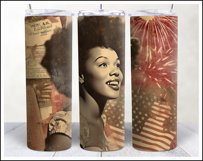 Retro American Girl Tumbler Sublimation Wrap Design 4th July Product Image 11