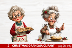 Christmas Grandma Clipart | Cute Holiday Granny PNG Illustra Product Image 1