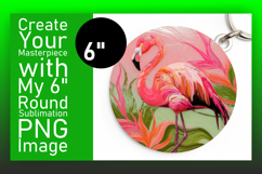 Chic Keychain Circle PNG Sublimation , Flamingo Product Image 1