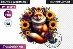 Enchanted Woodland Animal &amp; Sunflower Clipart PNG Product Image 1