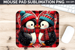 Watercolor Penguin Mouse Pad Sublimation - Valentines PNG Product Image 1
