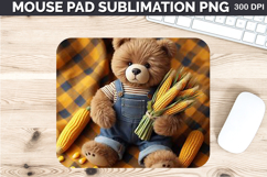 Watercolor Bear Mouse Pad Sublimation - Thanksgiving PNG Product Image 1