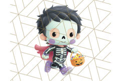 Kawaii Halloween Clipart Cute Kids and Candy Elements Png Product Image 5