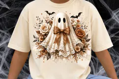 Vintage Floral Lace Ghost Halloween PNG Sublimation File Product Image 4