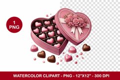 valentine png watercolor clipart - love chocolate Product Image 1