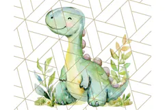 Watercolor Dinosaur and Rainbow PNG Clipart, Baby Nursery Product Image 5