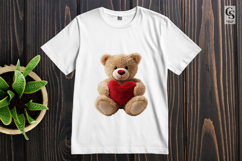 Cute Teddy Bear with Red Heart Clipart Sublimation PNG Product Image 3
