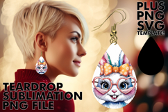 Joyful Teardrop Earrings Designs PNG, Easter Bunny Product Image 1