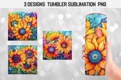 Pretty Alcohol Ink Sunflower Tumbler Wrap Sublimation Product Image 1