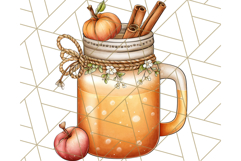 Fall Drink Clipart PNG, Cozy Autumn Cocoa and Latte Art Product Image 5