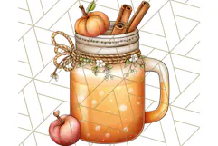 Fall Drink Clipart PNG, Cozy Autumn Cocoa and Latte Art Product Image 5