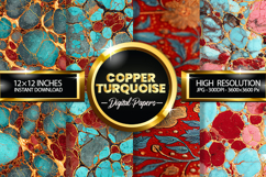 Copper Turquoise Digital Papers - 04 variations Product Image 1