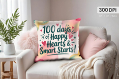 100 days of school Pillow Design, Teacher PNG Sublimation Product Image 1