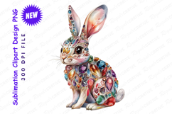 Watercolor Bunny Illustration With Gemstones Clipart Product Image 1