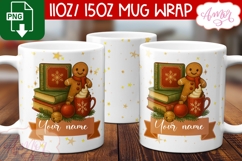 Merry Christmas mug wrap PNG, Gingerbread man mug template Product Image 2