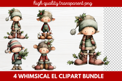 Whimsical Elf Clipart | Cute Christmas Elf PNG Illustration Product Image 1