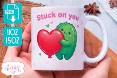 Cute Valentine Mug Wrap PNG, Funny Valentines mug template Product Image 1