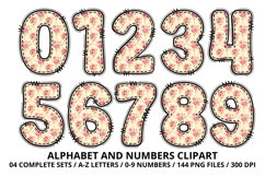 Charming Garden Doodle Alphabet PNG Letters &amp; Numbers 300DPI Product Image 5