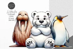 Christmas clipart|Polar bear clipart|Christmas sublimation Product Image 1