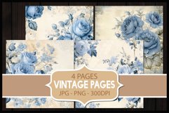 4 Vintage Roses Flower Digital Papers I Junk Journal Pag Product Image 1