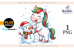 Christmas Unicorn Watercolor Illustration Product Image 1