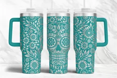 Tumbler laser svg| 40oz Tumbler Mexican Sugar Skull wrap Product Image 3