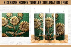 Tooled Leather Sunflower Green Tumbler Sublimation Design Product Image 7