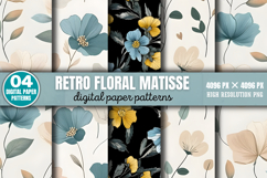 Retro floral matisse pattern Digital Paper Background PNG Product Image 11