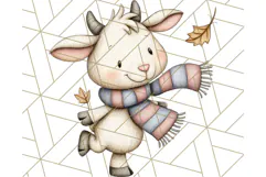 Fall Farm Animal Clipart, Autumn Barnyard PNG Illustrations Product Image 5