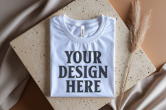 White Bella Canvas 3001 Flat Lay T-Shirt Mockup Product Image 1