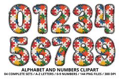 Autism Awareness Doodle Letters Puzzle Piece Alphabet PNG Product Image 5