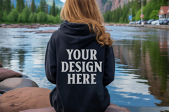 Black Gildan 18500 Hoodie Sweatshirt Mockup, 185 mock up Product Image 1