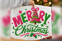 Merry Christmas PNG, Knitted Yarn Christmas Tree Design Product Image 2