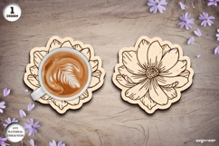 Cosmos Flower Coaster Laser Cut | Drink Coaster | SVG Product Image 1